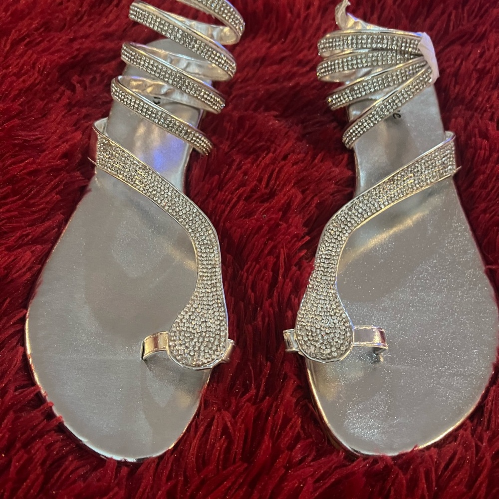 Elegant Silver Strappy Sandals